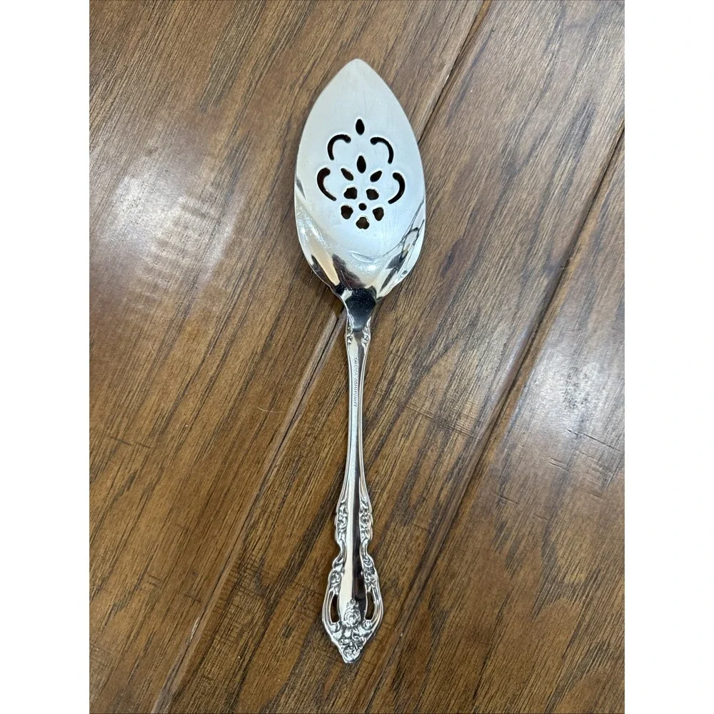 Vintage‎ Oneida Community Stainless Steel BRAHMS PIERCED PIE CAKE SERVER Roses